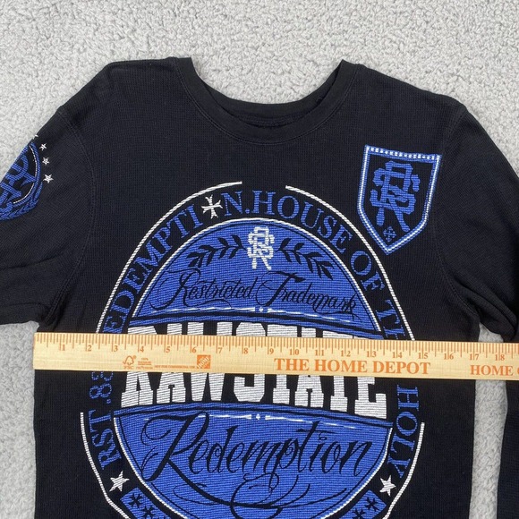 Raw State by Affliction Men’s Medium Black Blue Thermal Double Sided Redemption - Picture 5 of 11